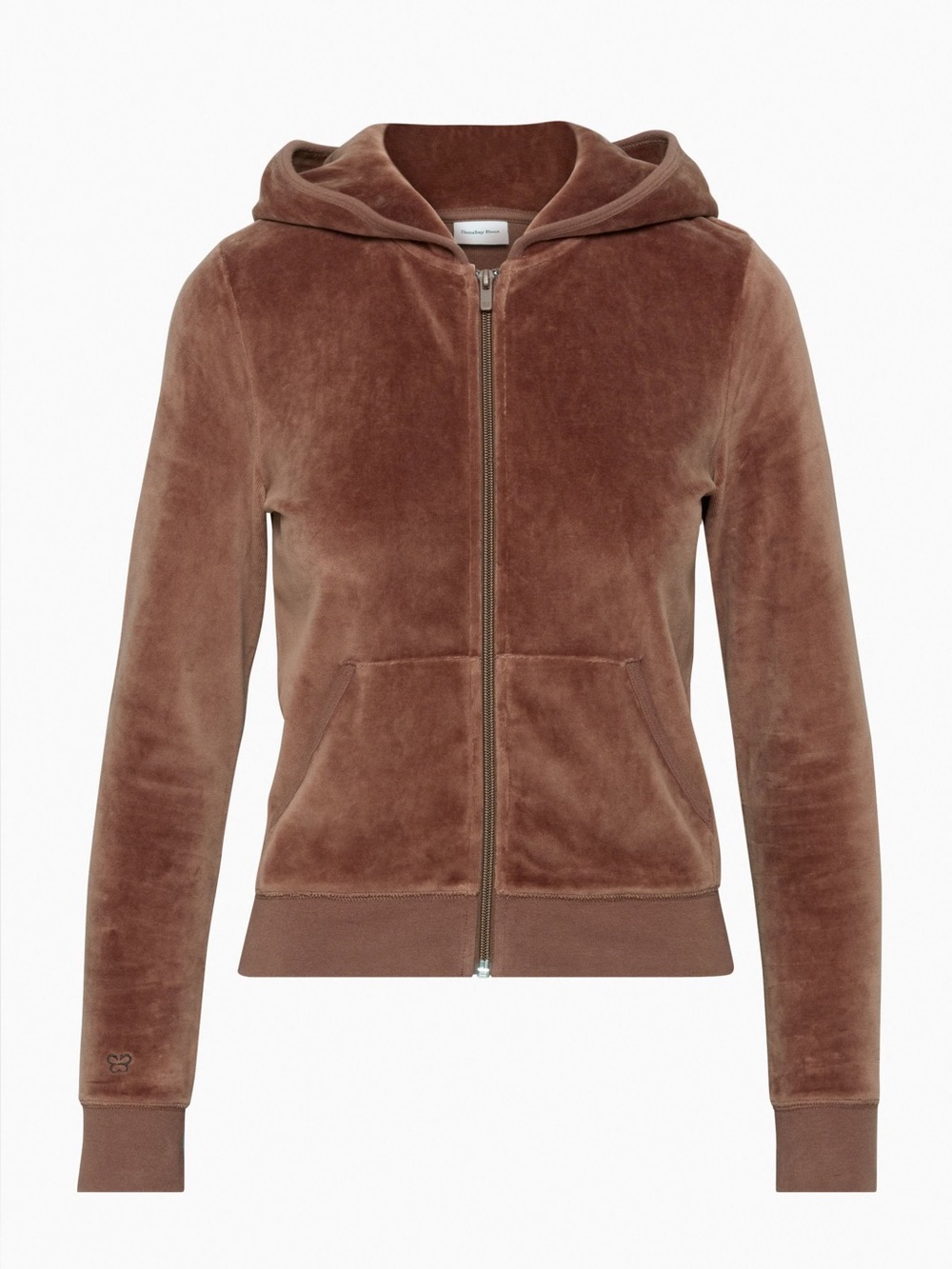 Sunday Best Brown Zip-Up Velour Hoodie